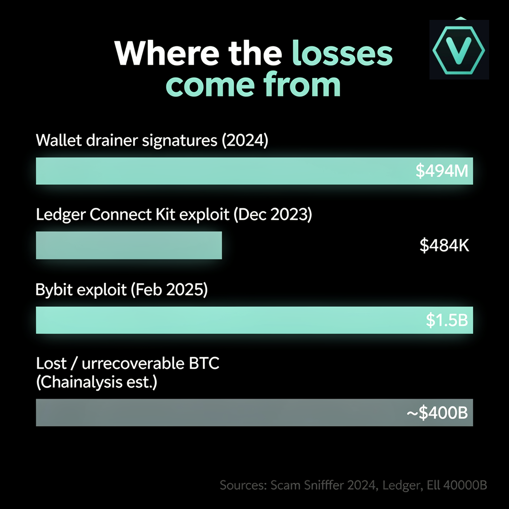 Crypto loss categories by source, 2023-2025