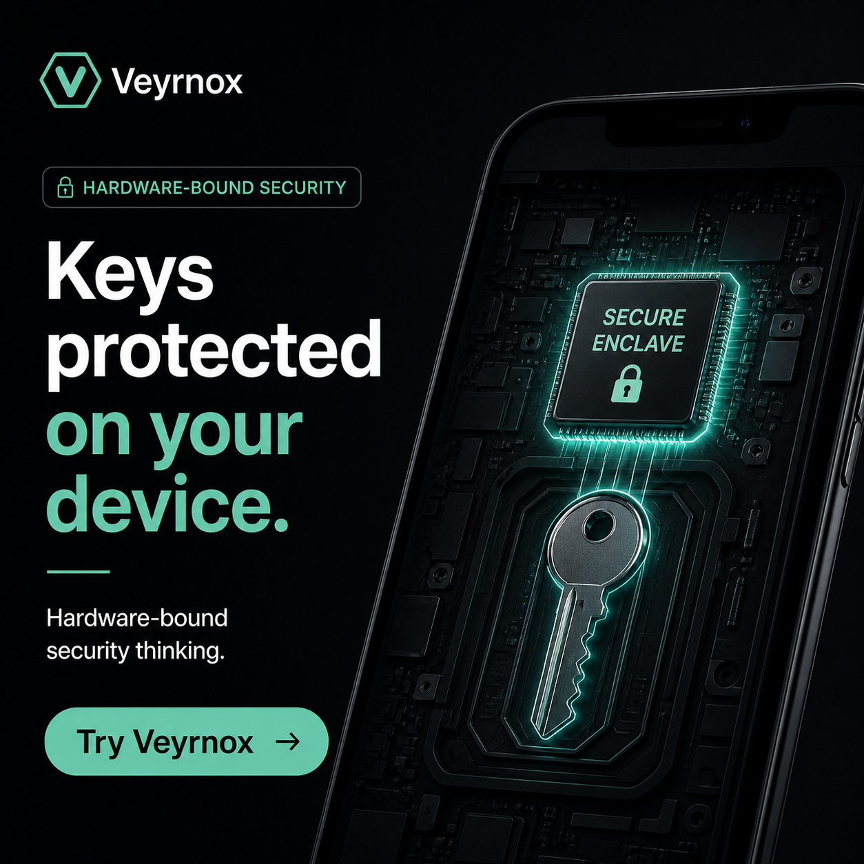 Hardware-bound signing inside the phone's Secure Enclave