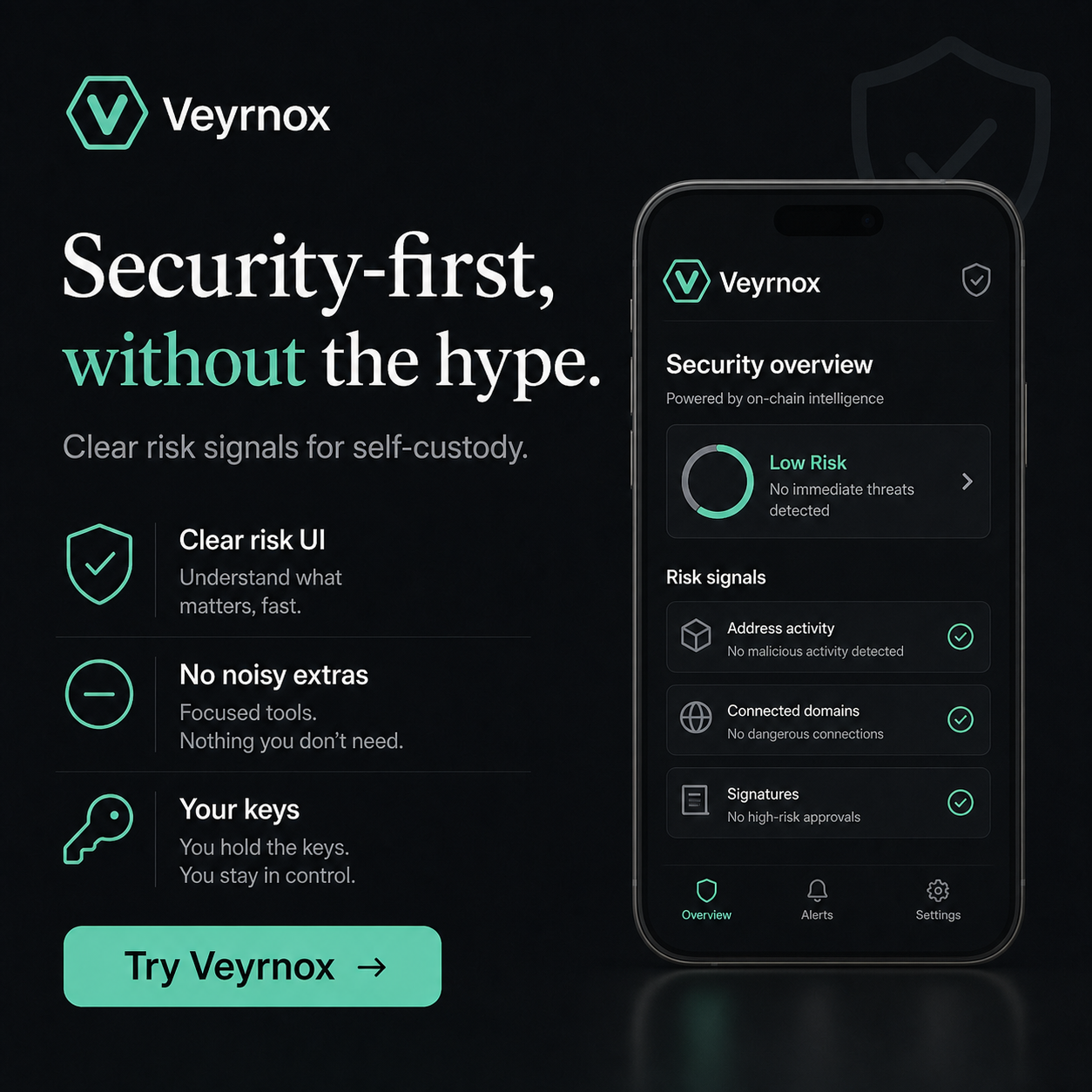 Veyrnox security overview — security-first without the hype