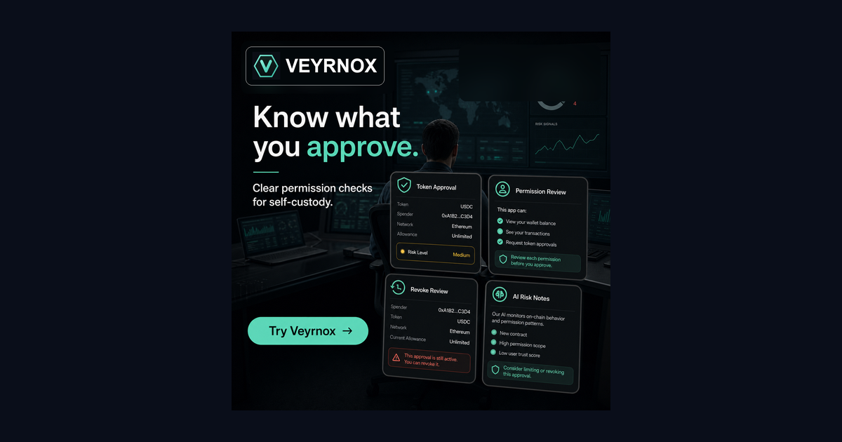 MetaMask alternative — Veyrnox self-custody iOS wallet with no seed phrase
