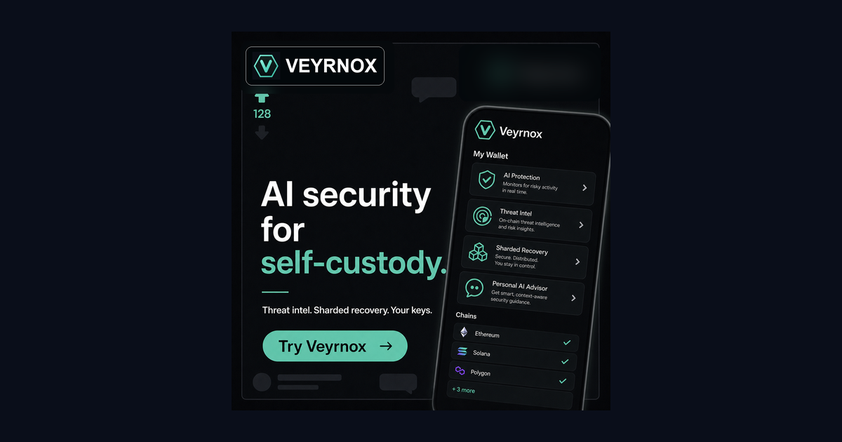 Phantom wallet alternative — Veyrnox iOS wallet supporting SOL + BTC + ETH with no seed phrase